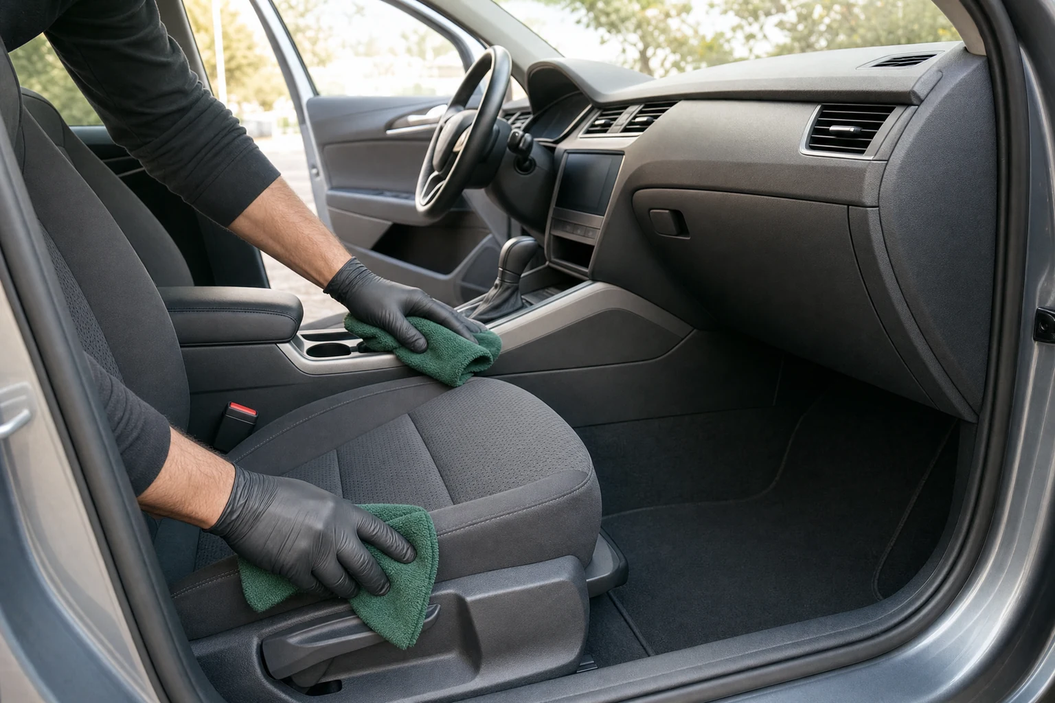 Illustrative car interior detailing.
